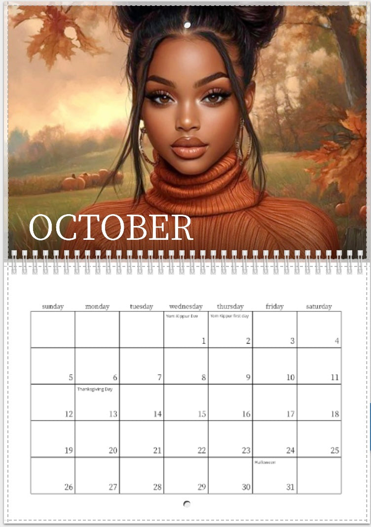 Black Girl Calendar, 2025 Wall Calendar, Empowering Art, Black Girl Ma – Àse & Company black-girl-calendar-2025-wall-calendar-empowering-art-black-girl-ma-se-company
