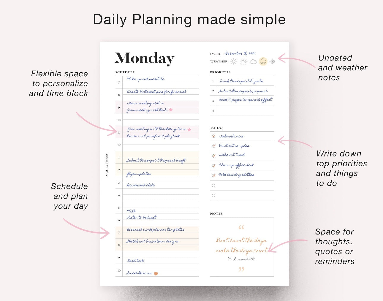 Undated Weekly Planner for 6 months