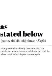 As Stated Below Funny Office Journal Notebook