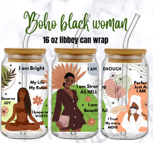 Black Women Affirmations libbey glass cup wrap  Black Girl Magic Iced coffee cup wrap | Gift for black women | mental health