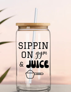 Gym and Juice libbey glass cup, Black Boy Joy, Iced coffee cup | Gift for black men| mental health