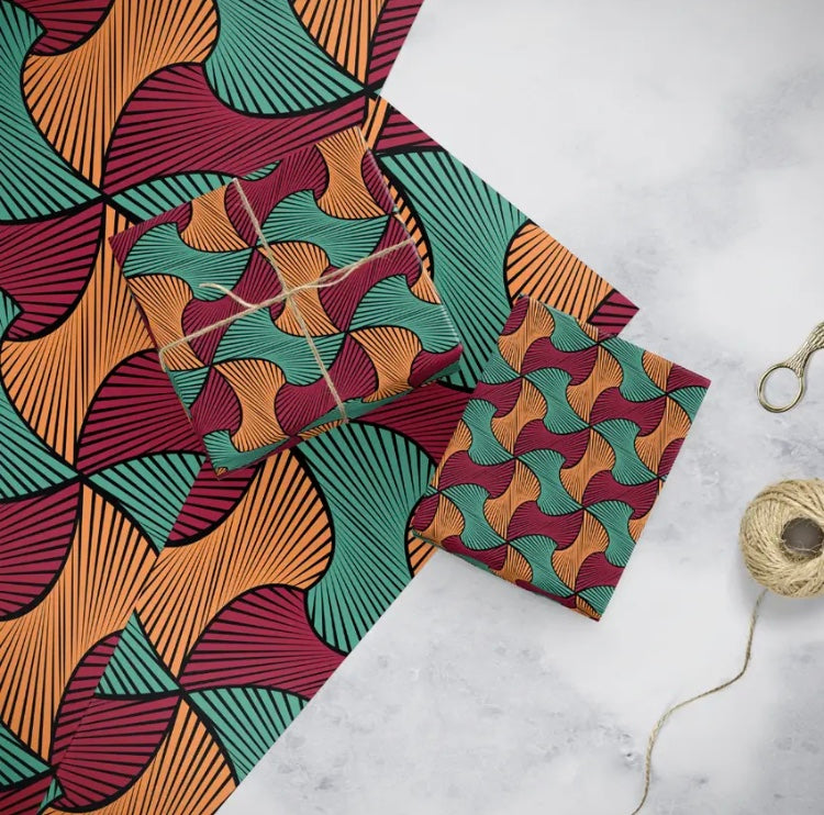 Ase Swirl Melanin Christmas Wrapping Paper