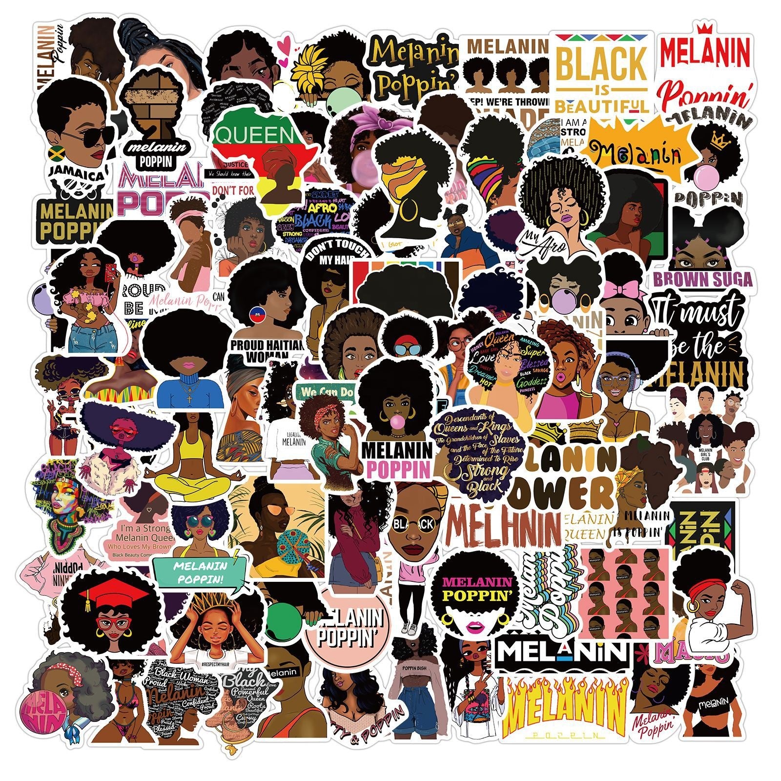 Black Girl Melanin Poppin Laptop Water Bottle Stickers