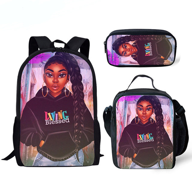 Blessing Afrocentric 3 Piece Backpack School Bag Set