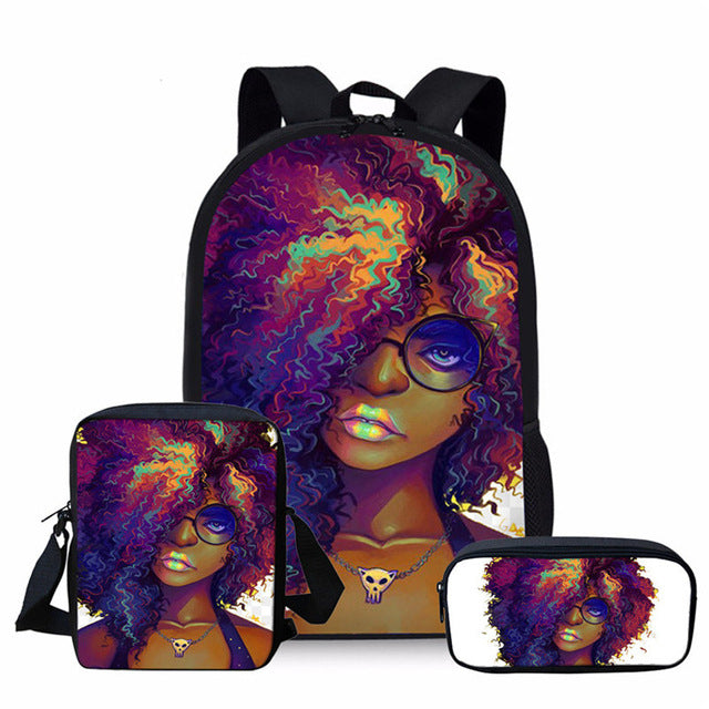 Rainbow Afrocentric 3 Piece Backpack School Bag Set