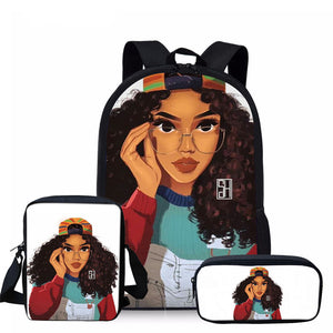 Sasha Afrocentric 3 Piece Backpack School Bag Set