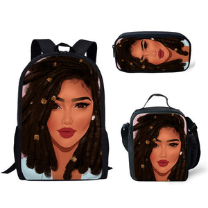 Lisa Afrocentric 3 Piece Backpack School Bag Set