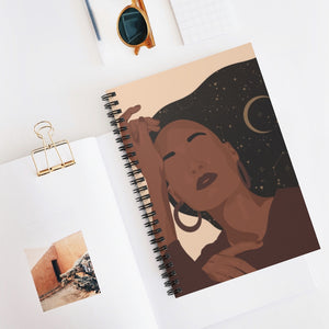 Astro Moon Stars Zodiac Black Queen Spiral Notebook Journal