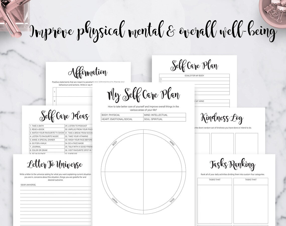 FREE Self Care Planner Workbook Checklist