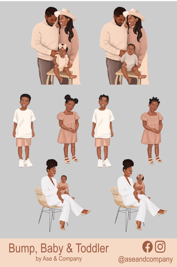 Baby, Bump & Toddler Laptop Water Bottle Stickers