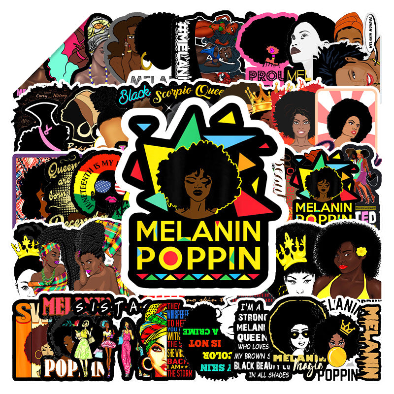 Black Girl Melanin Poppin Laptop Water Bottle Stickers